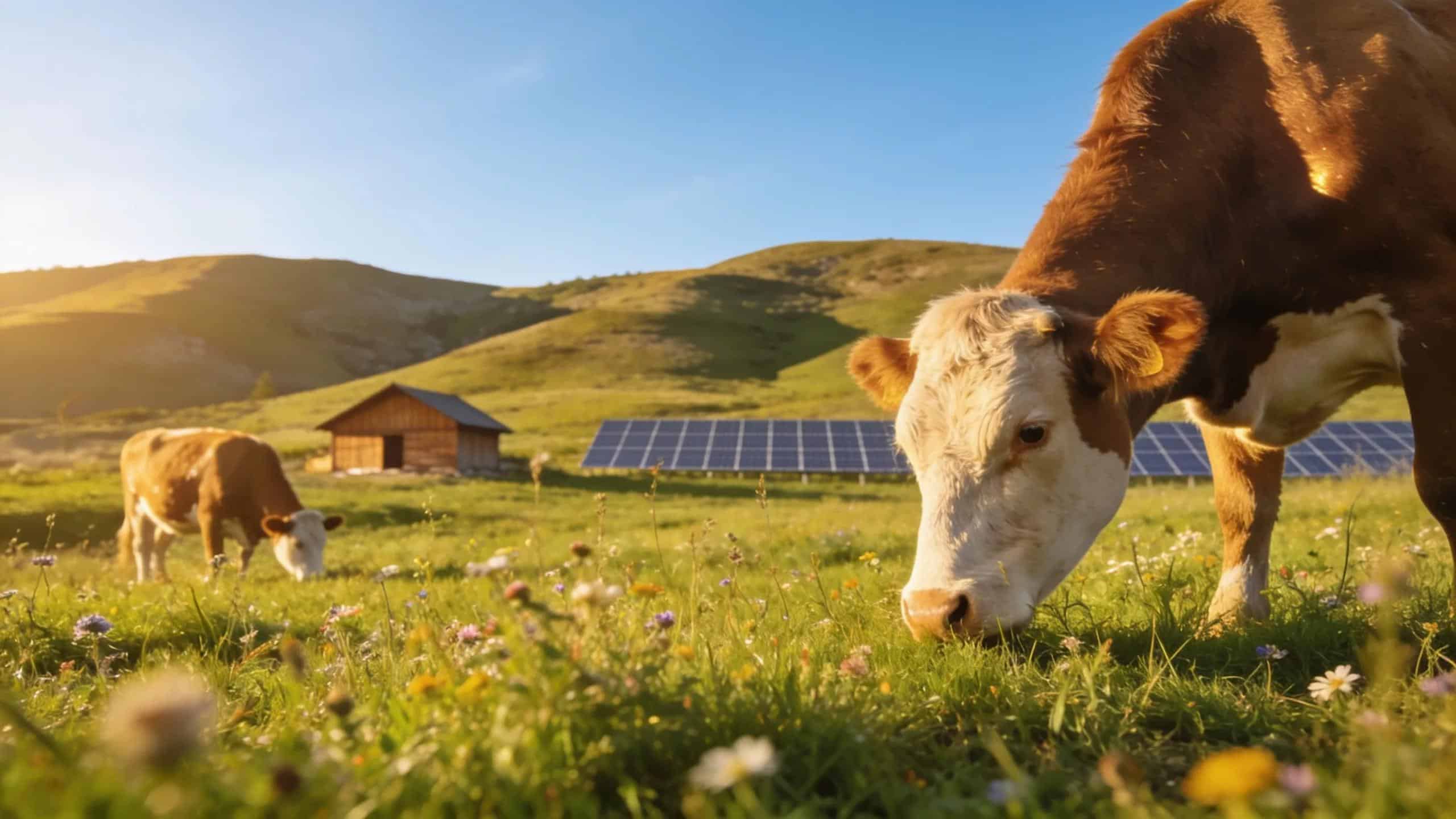 Healthy cows grazing on a local farm promoting sustainable practices